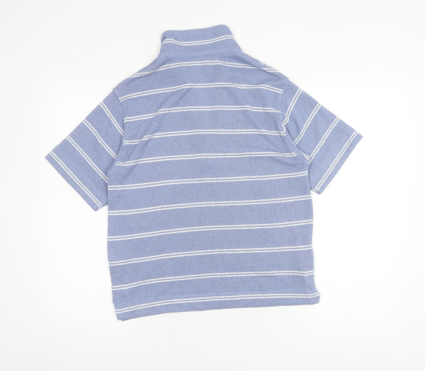 Marks and Spencer Women's Blue Striped Polo Shirt Size 10