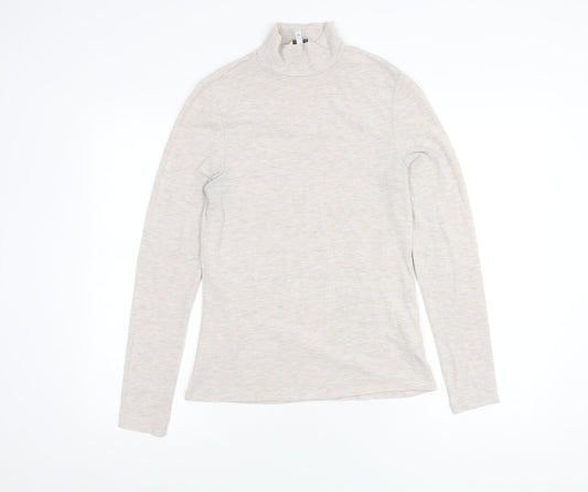 Next Women's Beige Long Sleeve Mock Neck Top