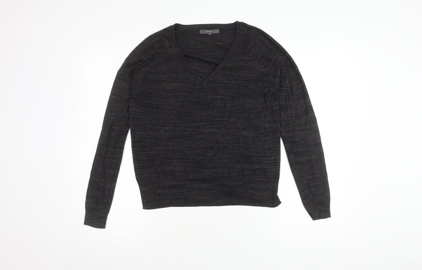 Next Women's Black V-Neck Cotton Pullover Jumper Size 6