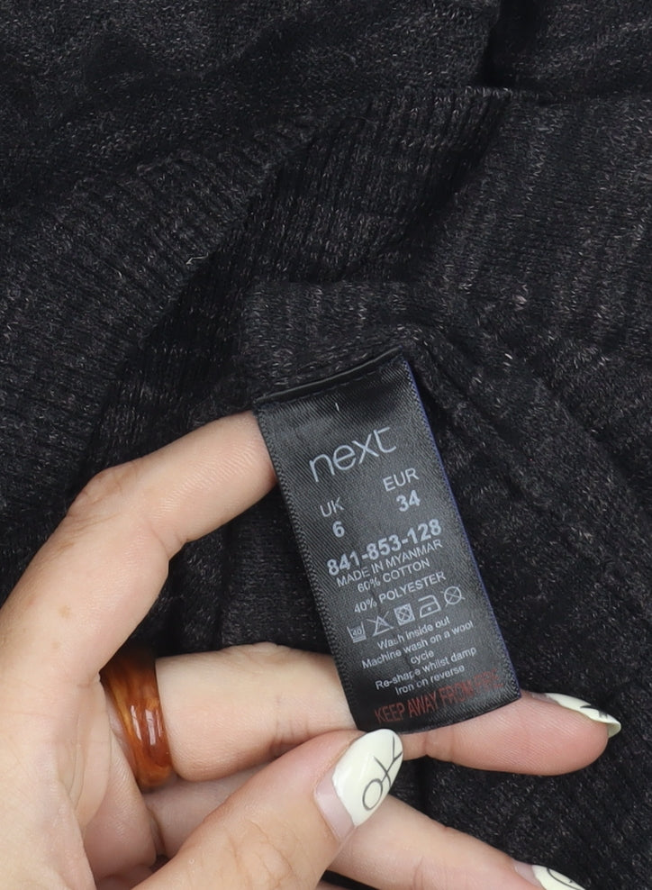 Next Women's Black V-Neck Cotton Pullover Jumper Size 6