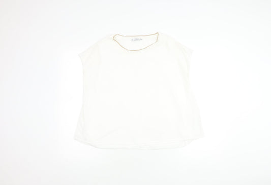 Mango Women's Ivory Sleeveless Top - Size L