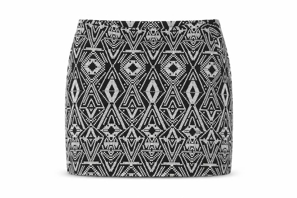 Marks & Spencer Women's Black Geometric Skirt, Size 14