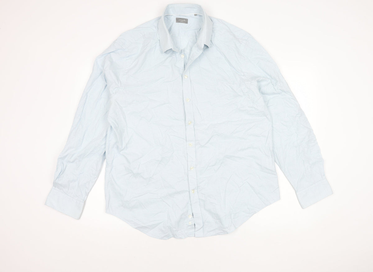 Jaeger Men's Blue Slim Fit Checked Shirt 17.5