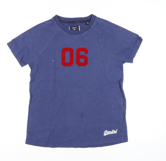 Superdry Unisex Blue T-Shirt, Size 8, Casual, Sports Style
