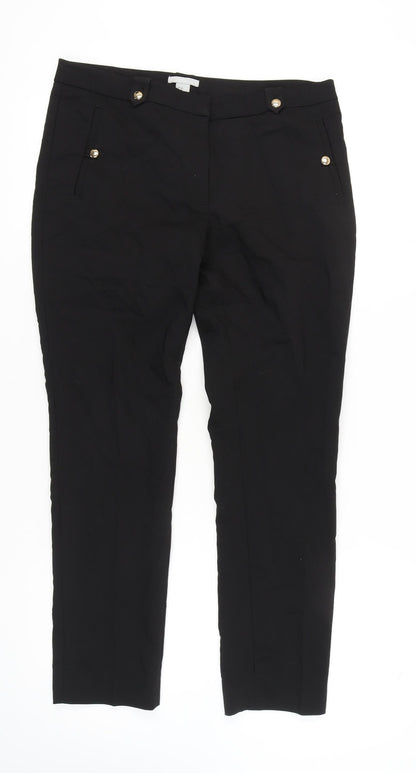 H&M Women's Black Flat Front Trousers Size 14