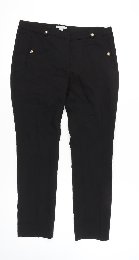 H&M Women's Black Flat Front Trousers Size 14