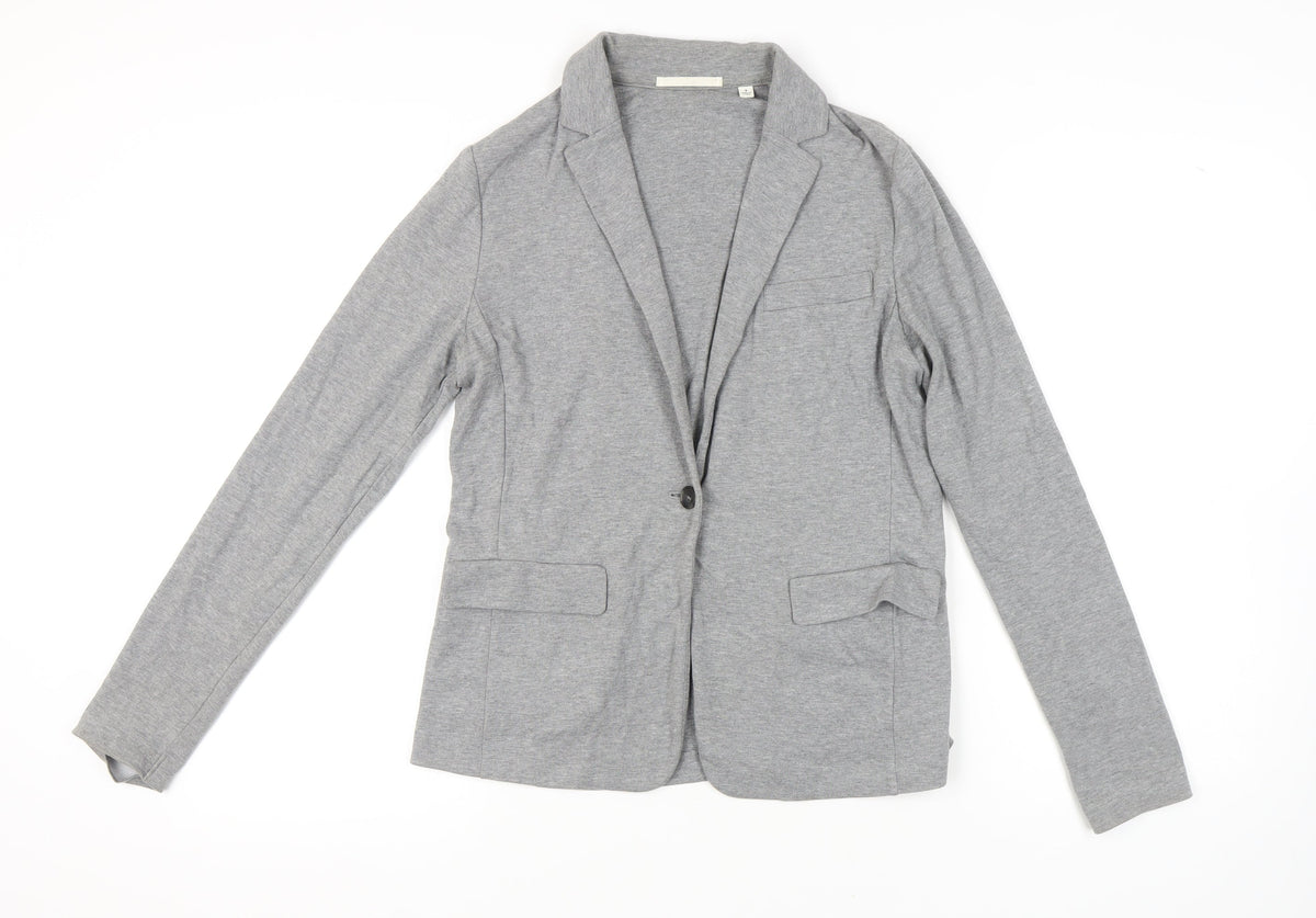 Uniqlo Women's Grey Blazer, Size S, Single-Breasted