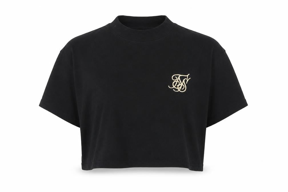 SikSilk Women's Black Cropped T-Shirt Size 6