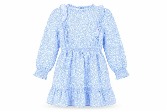 Marks & Spencer Girls Blue Floral Long Sleeve Dress 9-10 Y