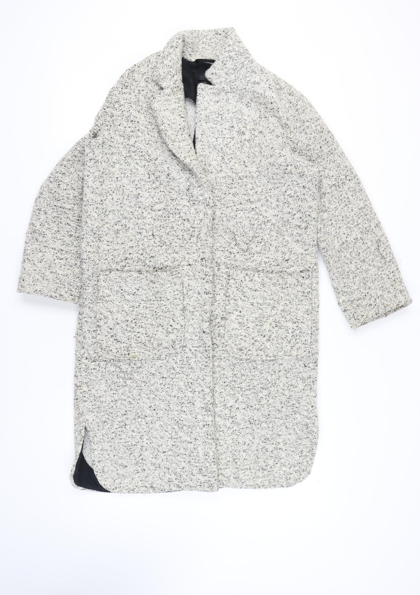 Topshop Women's Grey Long Wool Overcoat, Size 6