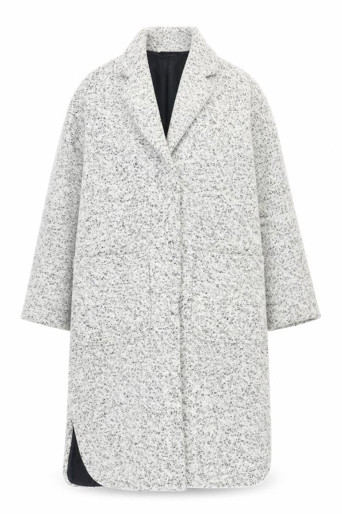 Topshop Women's Grey Long Wool Overcoat, Size 6