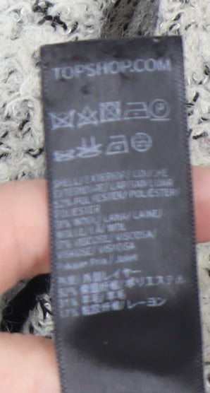 Topshop Women's Grey Long Wool Overcoat, Size 6