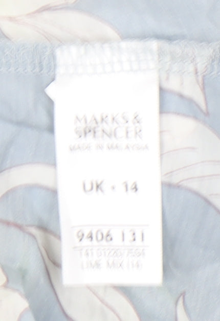 Marks and Spencer Women's Blue Floral Blouse Size 14 Plus