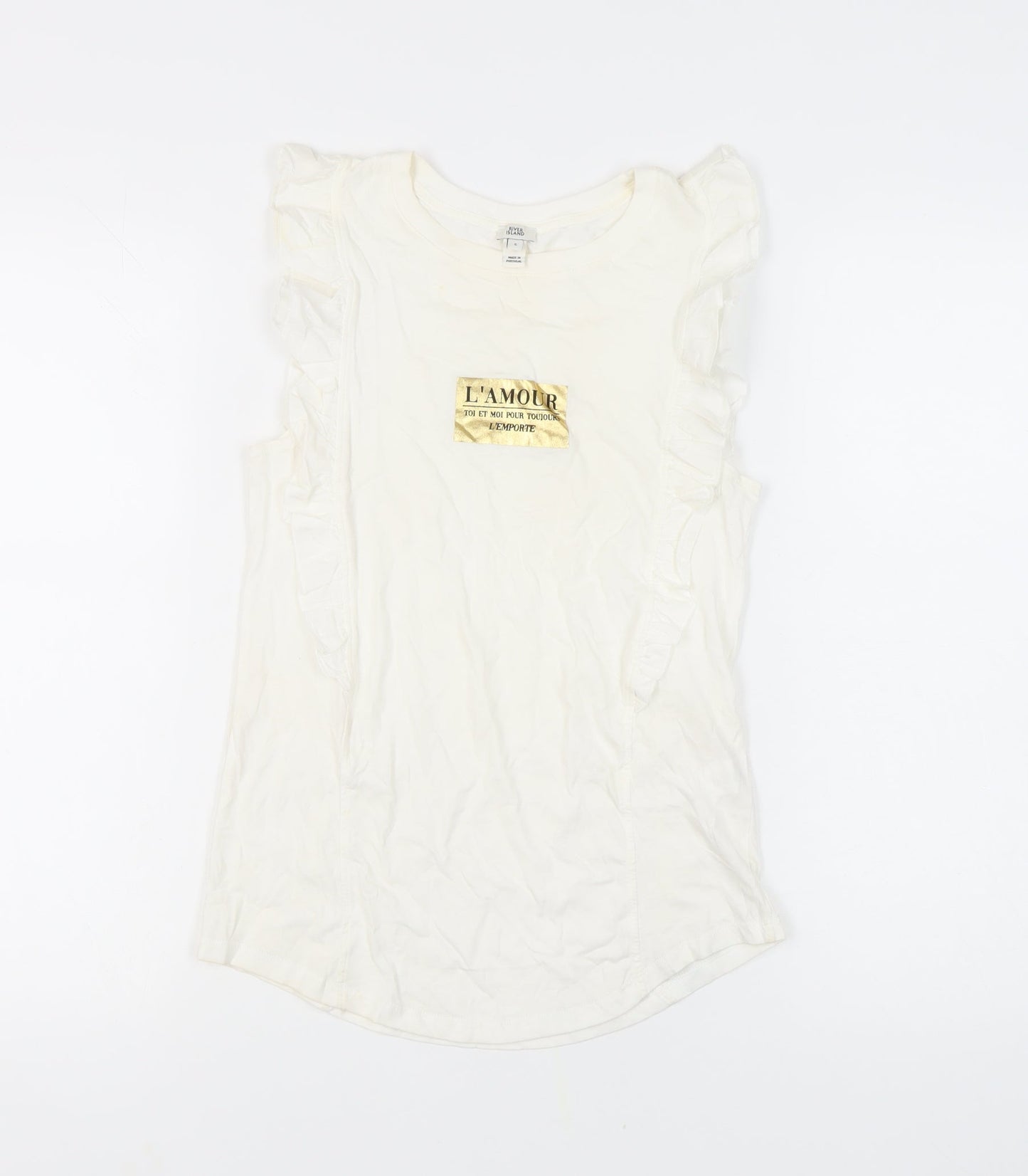 River Island Women’s White Ruffle Sleeve Tank Top Size 6