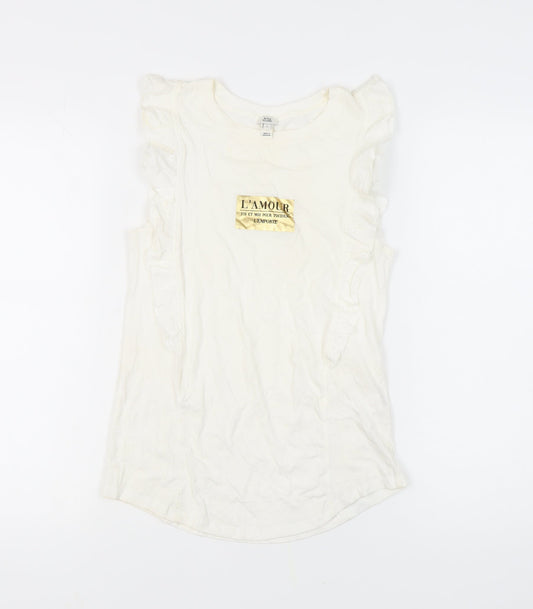 River Island Women’s White Ruffle Sleeve Tank Top Size 6