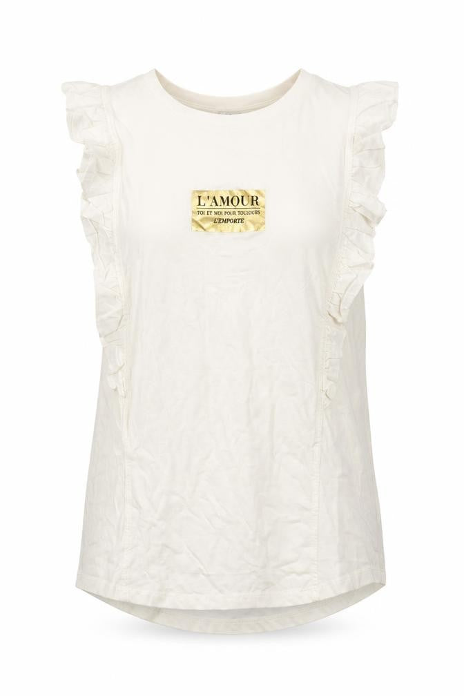 River Island Women’s White Ruffle Sleeve Tank Top Size 6