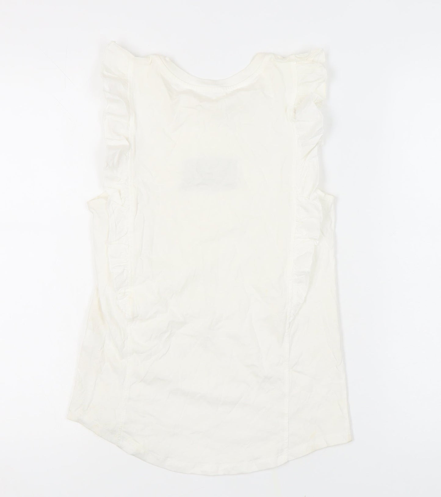 River Island Women’s White Ruffle Sleeve Tank Top Size 6
