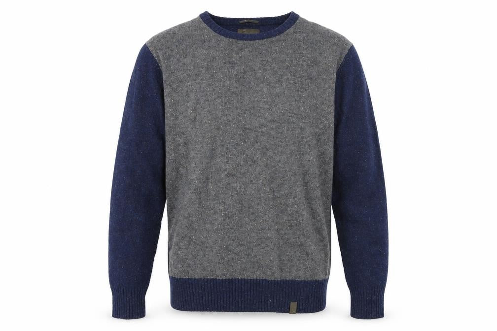 Colours & Sons Men's Grey Blue Wool Pullover Jumper