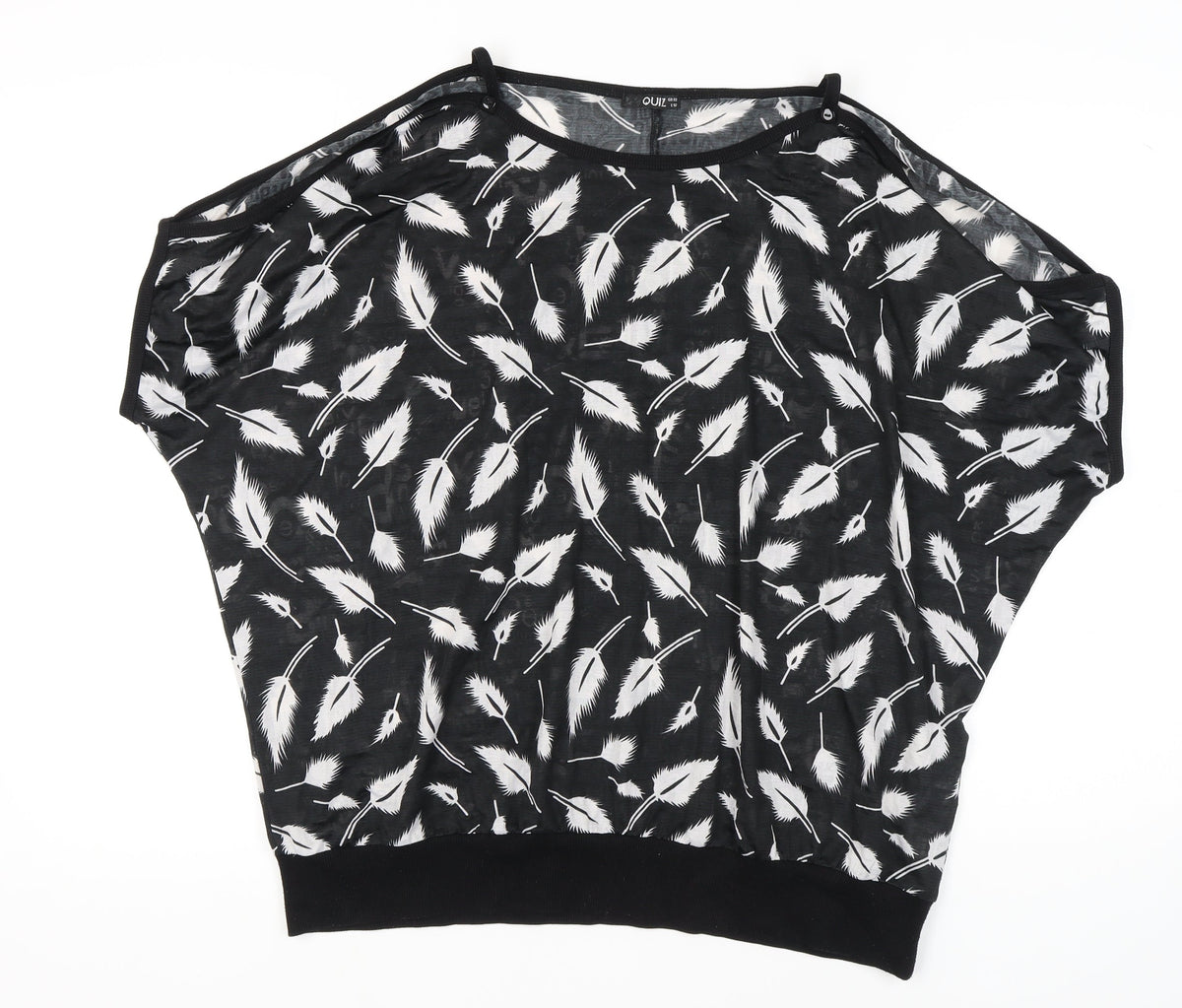 Quiz Women's Black Feather Print Dolman Sleeve T-Shirt