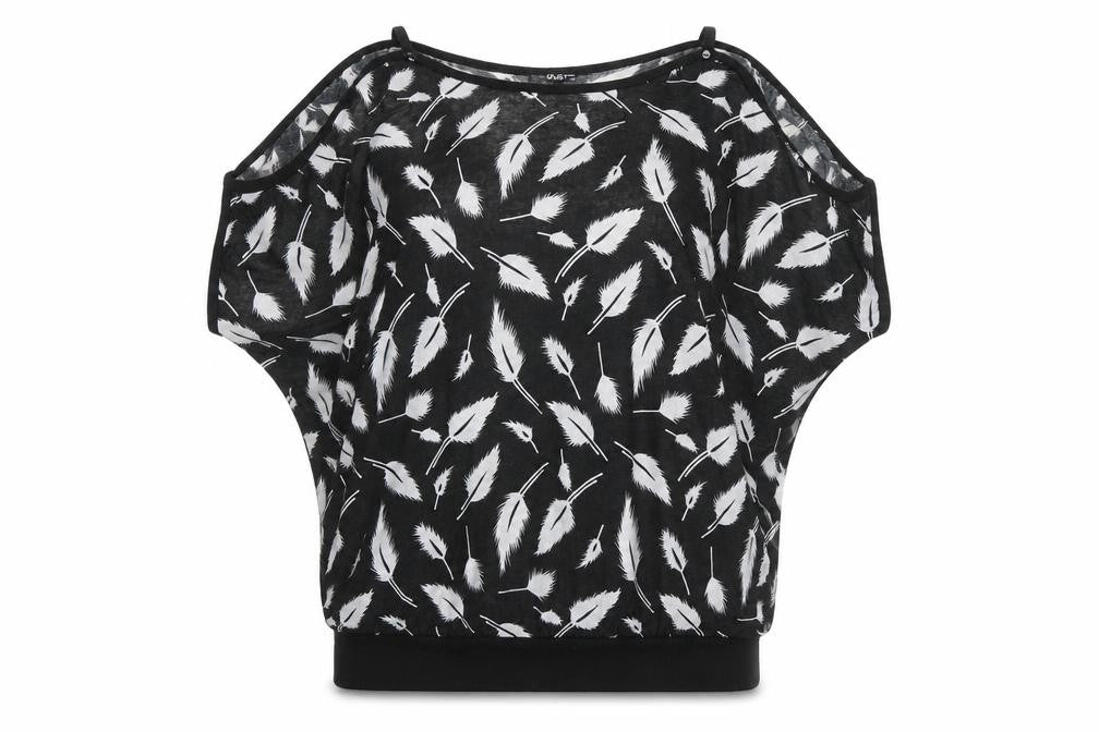 Quiz Women's Black Feather Print Dolman Sleeve T-Shirt