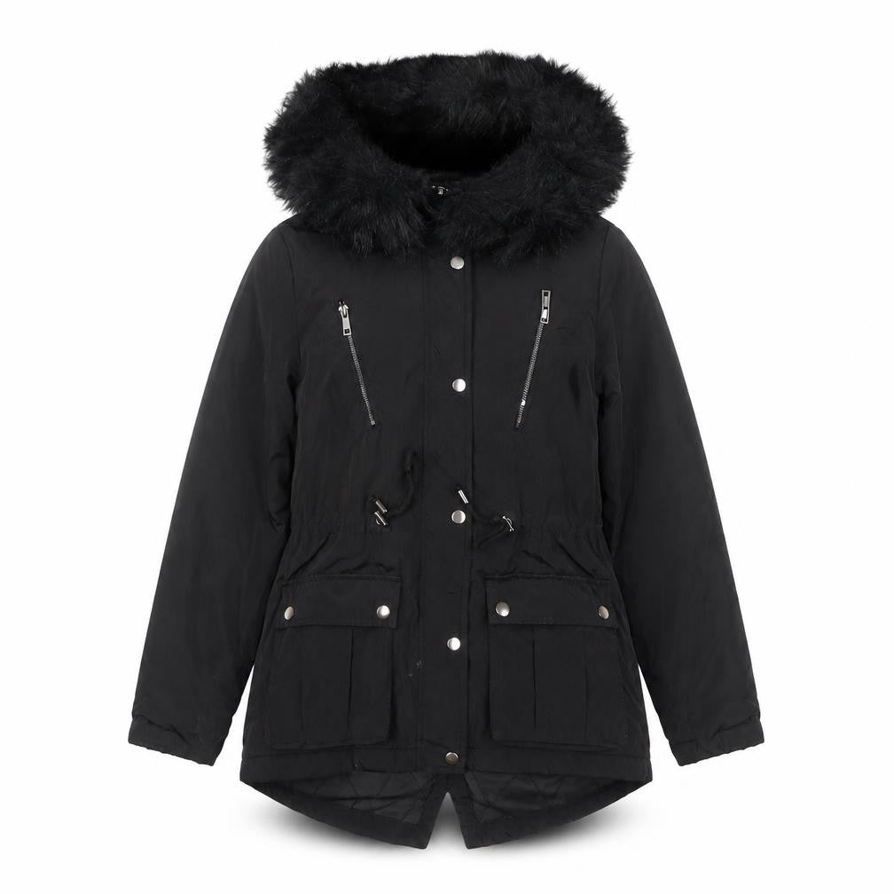 New Look Women's Black Parka Size 8 with Fur Hood