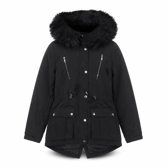 New Look Women's Black Parka Size 8 with Fur Hood