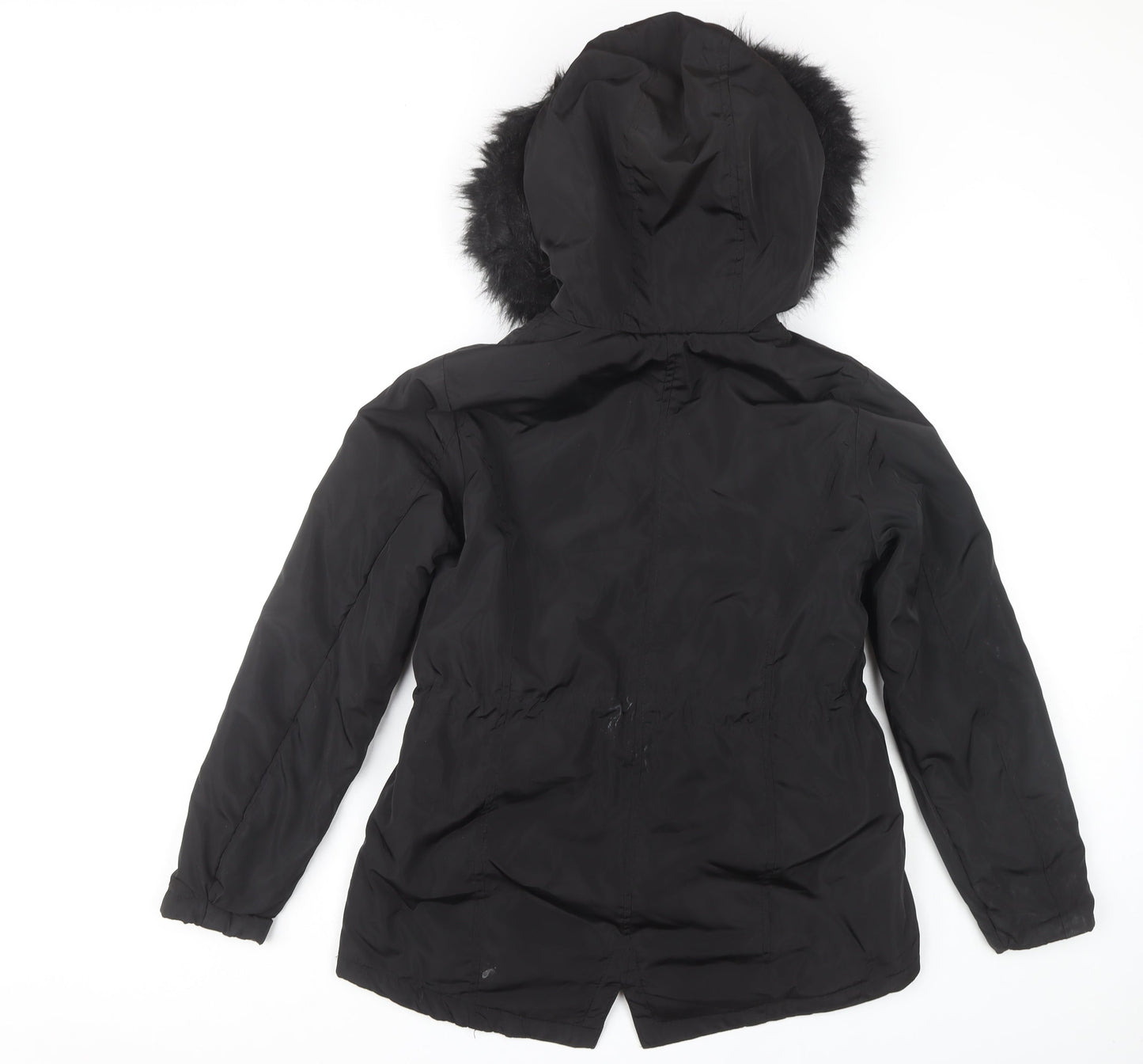 New Look Women's Black Parka Size 8 with Fur Hood