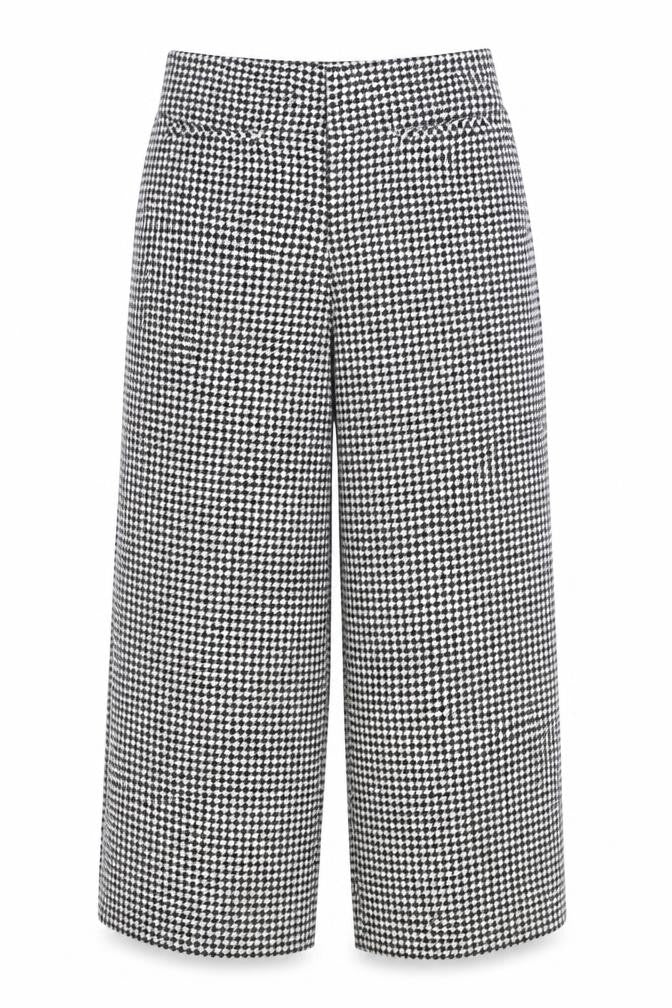 Zara Women's Black Herringbone Wide-Leg Trousers XL