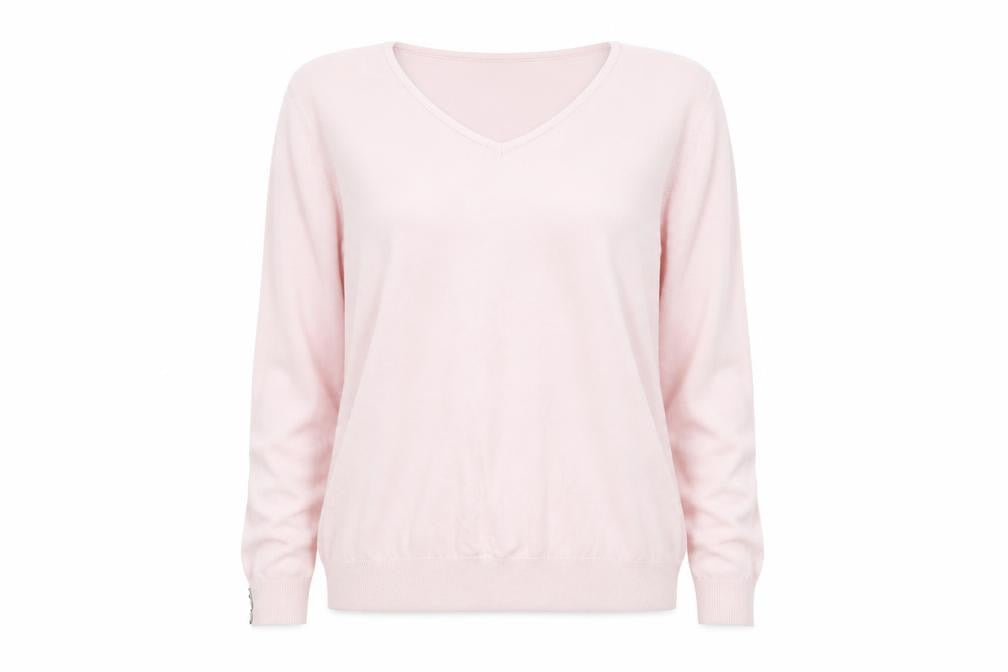 Bonmarché Women's Pink V-Neck Pullover Jumper L
