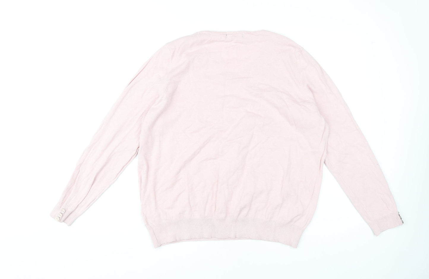 Bm Collection Women's Pink V-Neck Pullover Jumper L