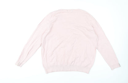 Bonmarché Women's Pink V-Neck Pullover Jumper L