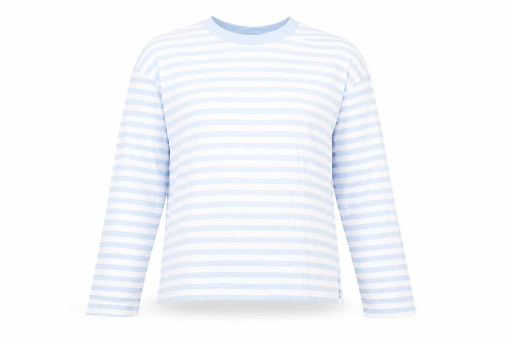 Monki Women's Blue Striped Top, 2XS, Long Sleeve