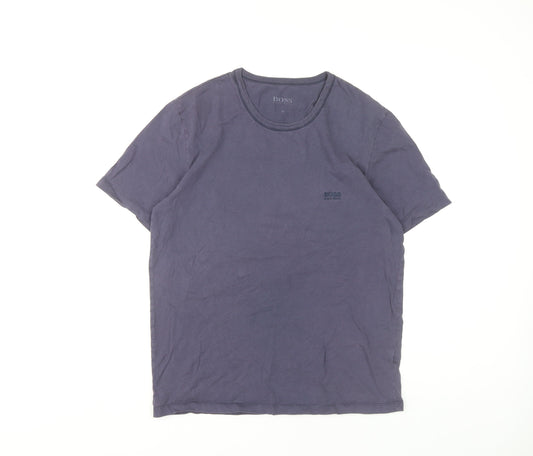 Hugo Boss Men's Grey M Short Sleeve T-Shirt, Logo Accent