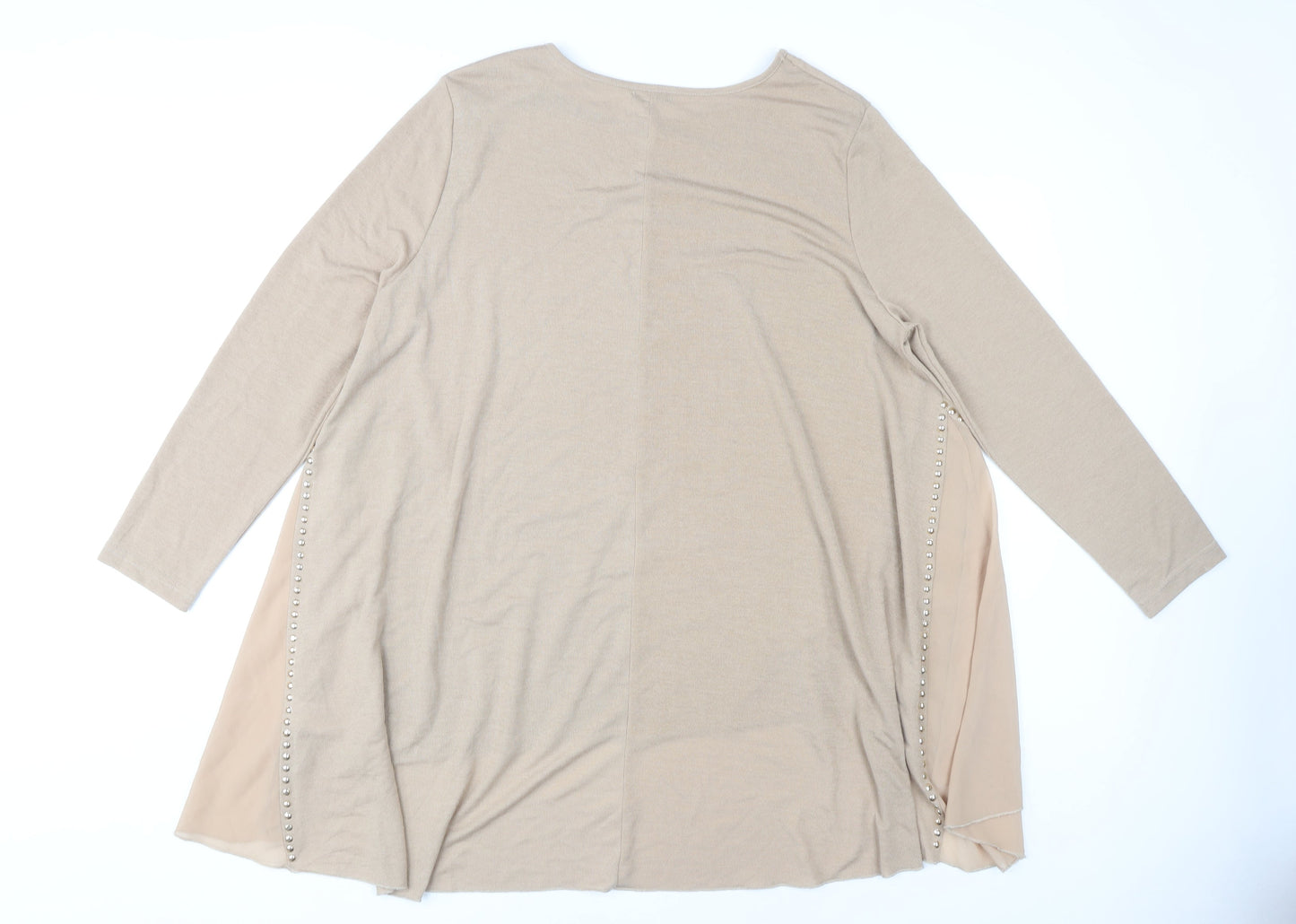 Roman Women's Beige Beaded Long Sleeve Top - Size L