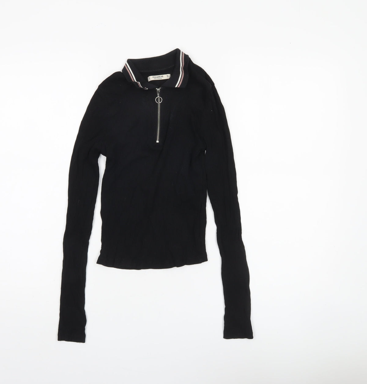 Pull&Bear Black Slim Jersey Women's Blouse XS