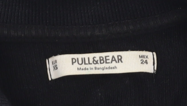 Pull&Bear Black Slim Jersey Women's Blouse XS
