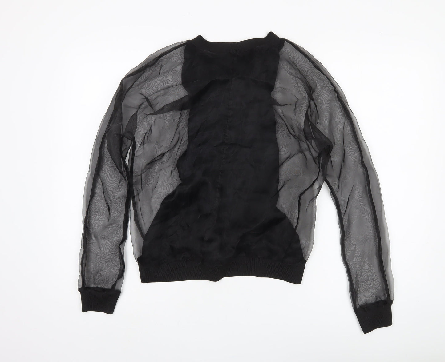 Zara Women’s Black XS Sheer Mesh Sleeve Blouse
