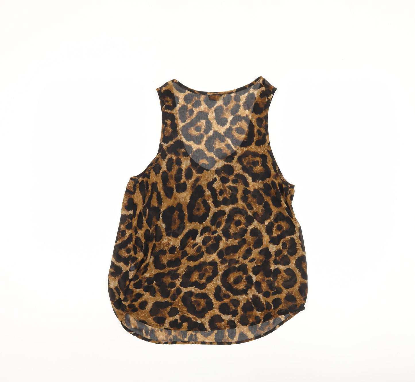 Topshop Women's Brown Leopard Print Tank Top Size 8