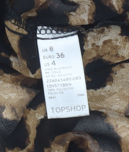 Topshop Women's Brown Leopard Print Tank Top Size 8