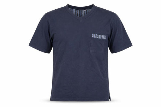 Wolsey Men's Blue Cotton V-Neck T-Shirt - Size L