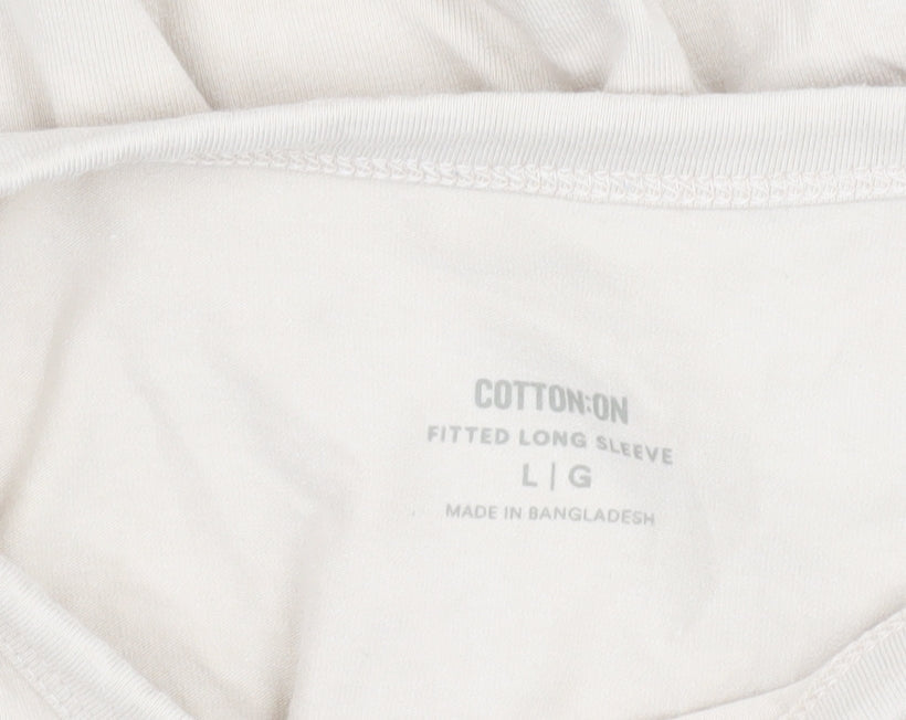 Cotton On Women's Beige Long Sleeve T-Shirt Size L