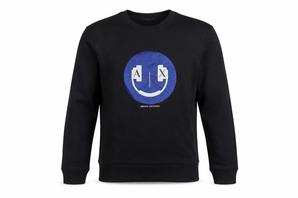 Armani Exchange Boys Black XS Graphic Crew Neck Sweatshirt