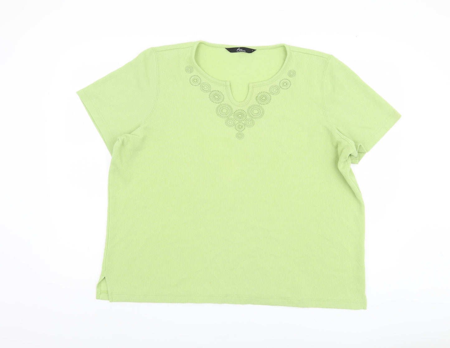 Bonmarché Women's Green Embroidered T-Shirt - L