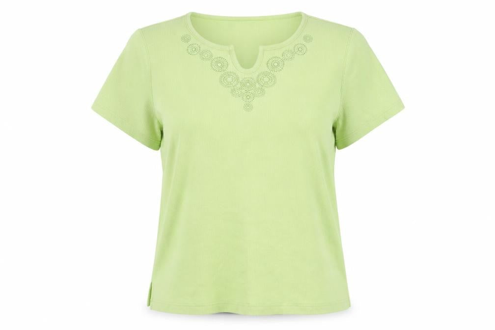 Bonmarché Women's Green Embroidered T-Shirt - L