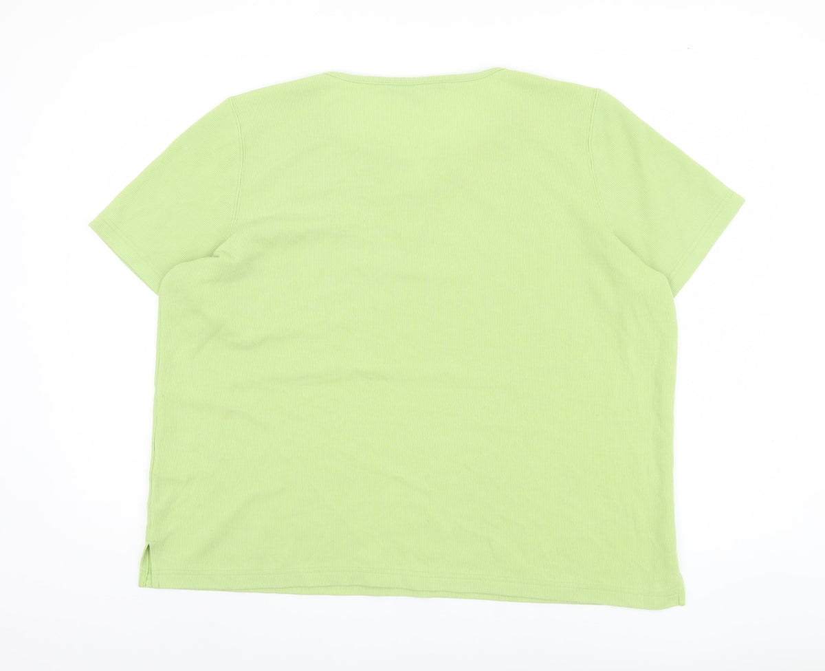 Bonmarché Women's Green Embroidered T-Shirt - L