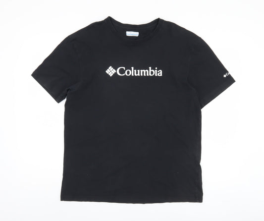 Columbia Men's Black Cotton Logo T-Shirt, L, Short Sleeve