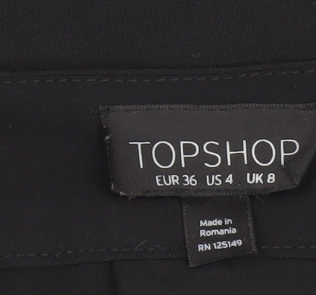 Topshop Women Black Cold Shoulder V-Neck Blouse Size 8