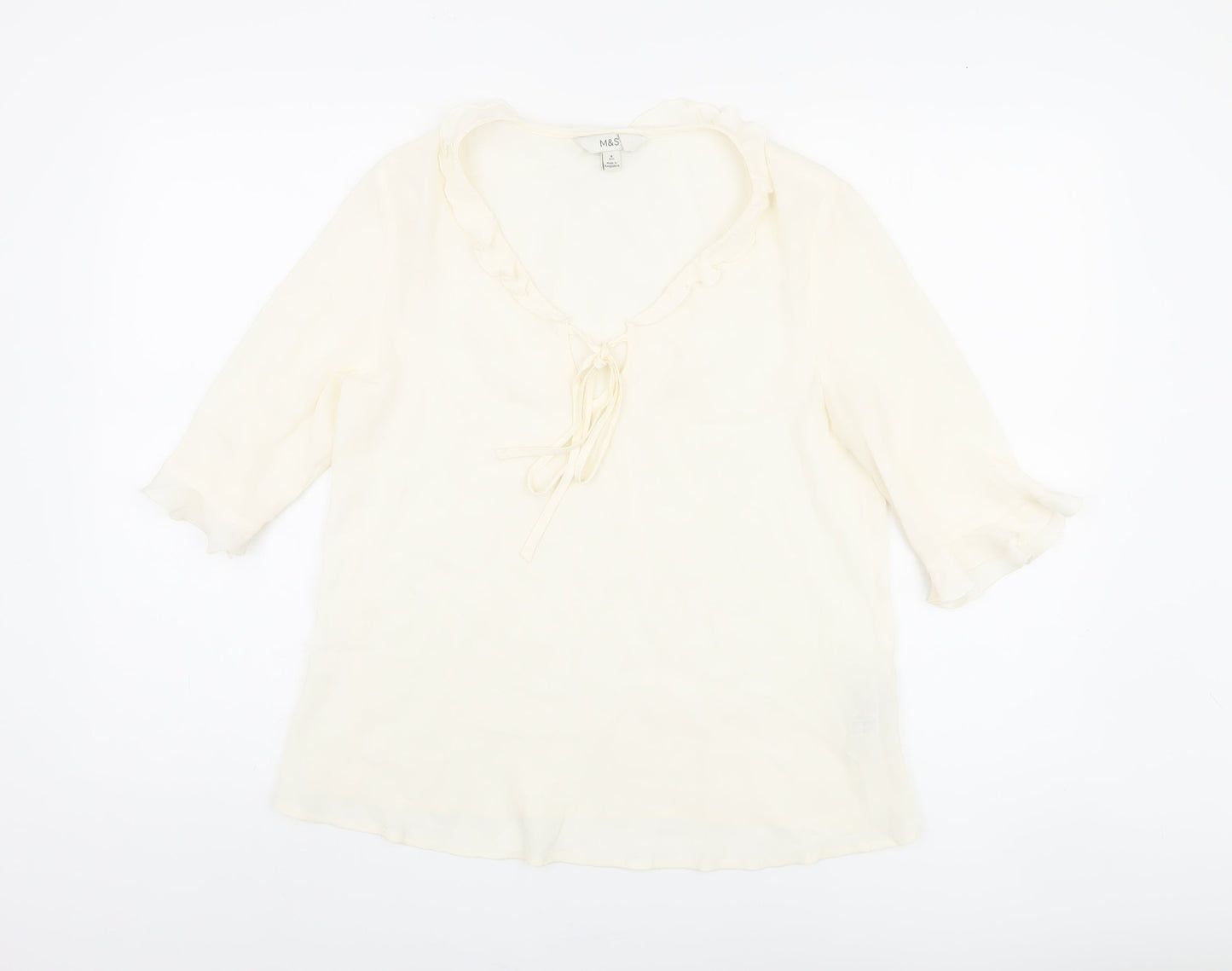 Marks & Spencer Ivory 3/4 Sleeve Tunic Blouse, Size 8