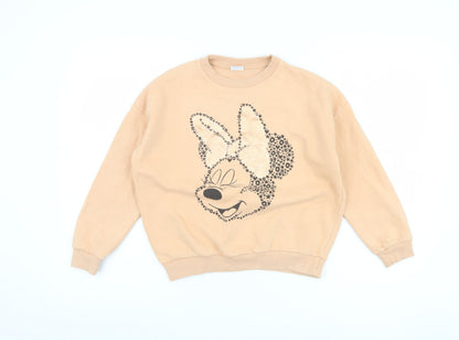 Front view of Disney girls’ beige minnie mouse sweatshirt 9-10 years
