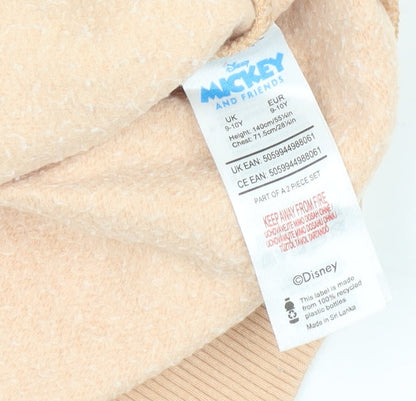 Brand and care label for Disney girls’ beige minnie mouse sweatshirt 9-10 years